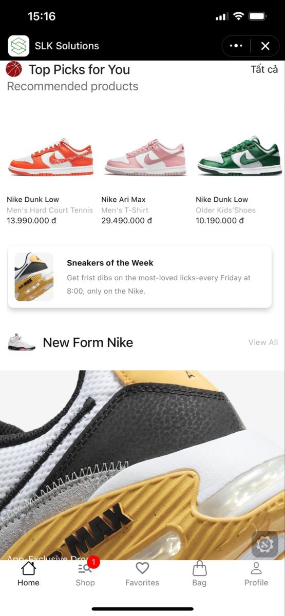 Mẫu Zalo Mini App Shop thời trang