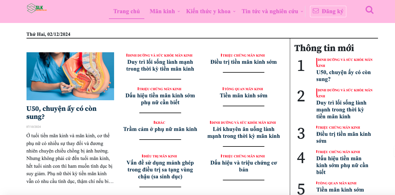 Website mẫu giới thiệu thông tin y khoa