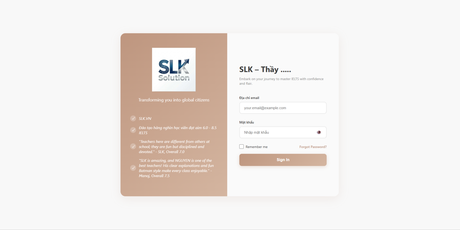 Web bán khoá học