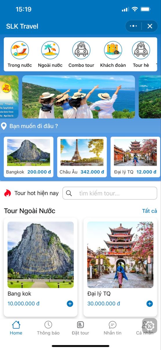 Mẫu Zalo Mini App Du lịch
